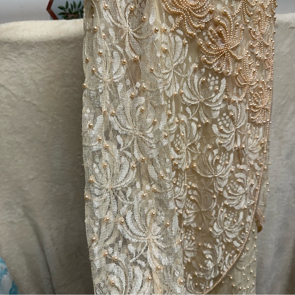 Scala Vintage beaded midi dress women’s 1x champagne mother of bride long sleeve - Picture 5 of 16